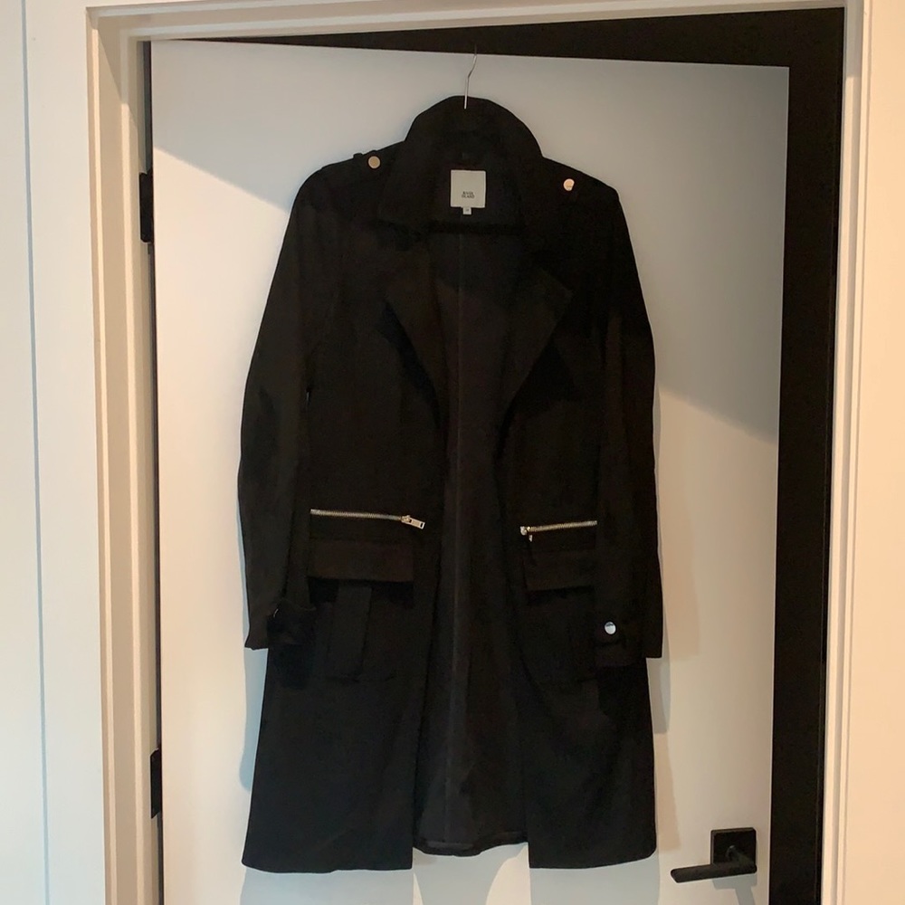 Black velvet long jacket